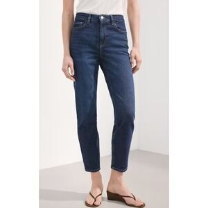 Mango MNG Newmom High-Waist Ankle Jeans Dark Blue Regular Fit 8700 0291 Womens 8